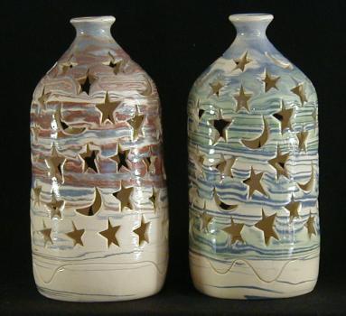 Moons and Stars Bottle Luminary (Day - Blue and Brown - and Blue and Green)